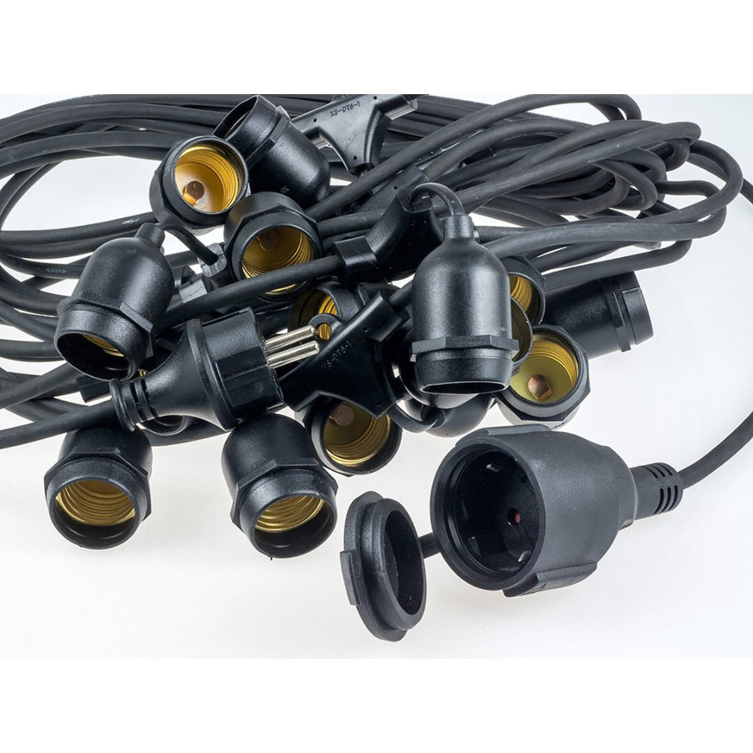 Guirlande lumineuse LED - 10 douilles E27 - 5 mètres - IP65 - connectable - 220 volts