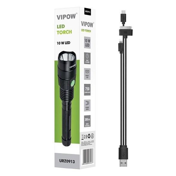 LED flashlight - 750 lumens - USB rechargeable - Power bank function