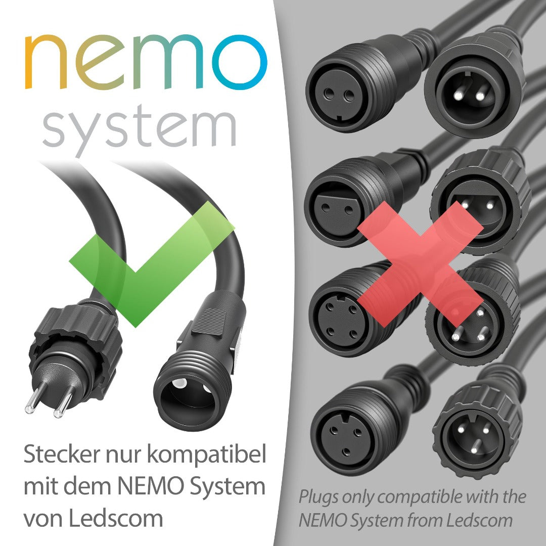 Garden lamp main cable - 3.1 meters - 2 connections - NEMO system