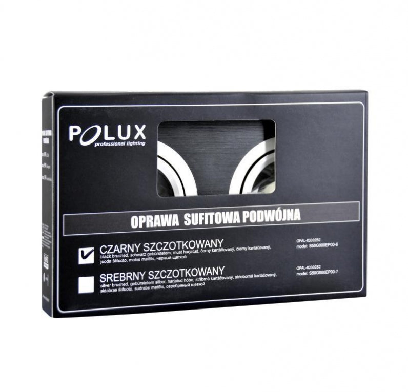 Recessed 2x LED spotlight GU10 - aluminum - rectangular fixture - brushed - black/silver