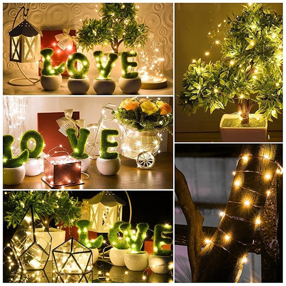 Christmas copper wire LED lighting - Warm white - 5 meters - Battery operated