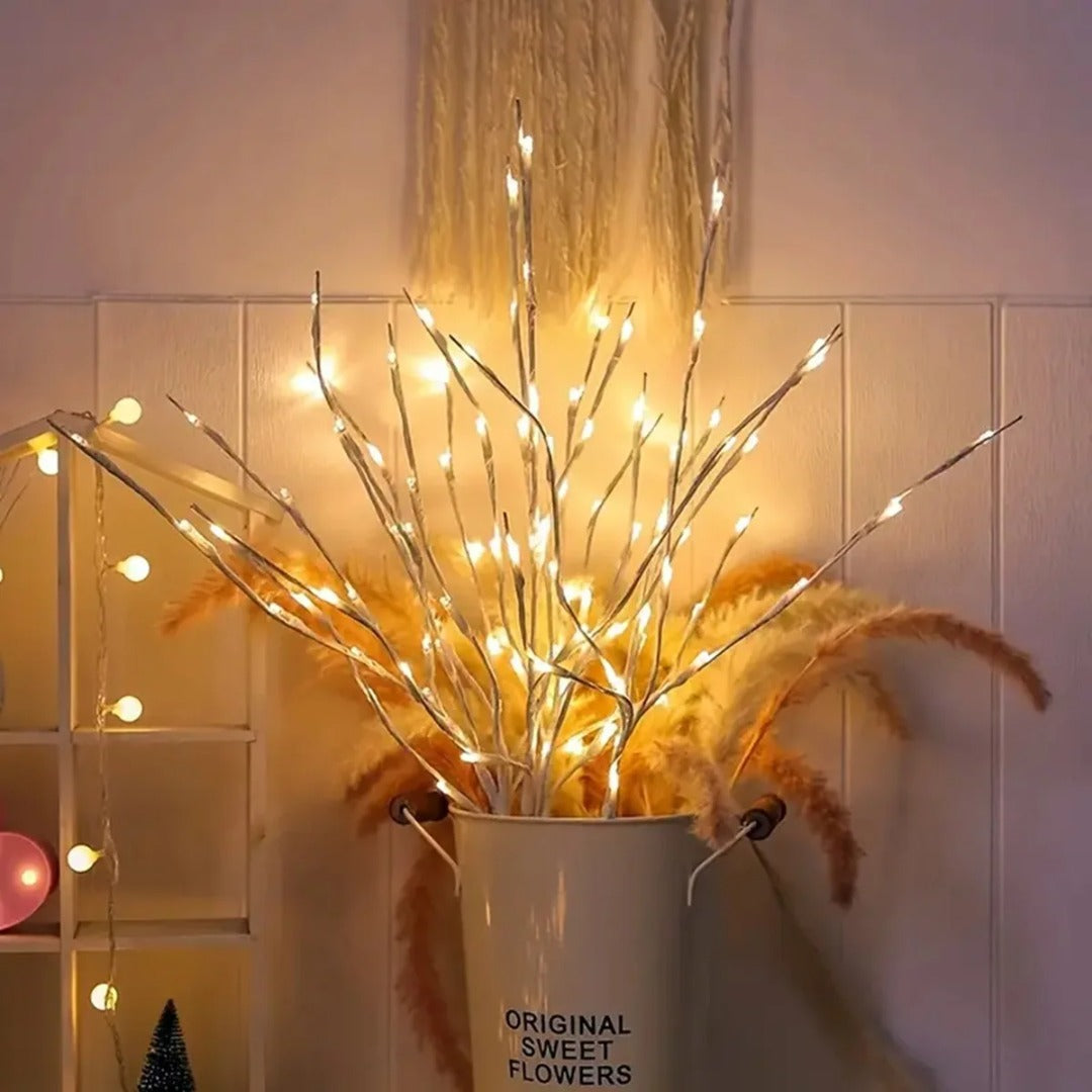 Christmas willow branch set - 20 LEDs - Warm white - White