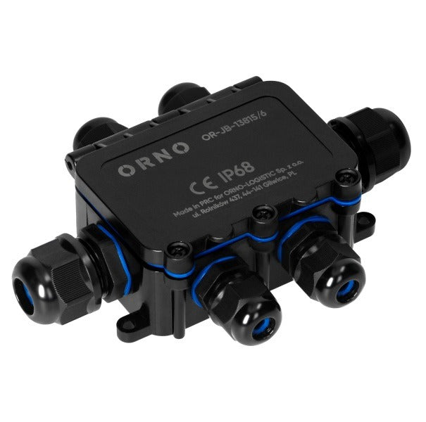 Junction box IP68 – 6-way - Impact-resistant and flame-retardant