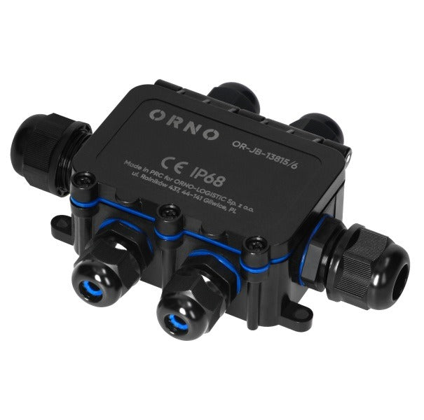 Junction box IP68 – 6-way - Impact-resistant and flame-retardant