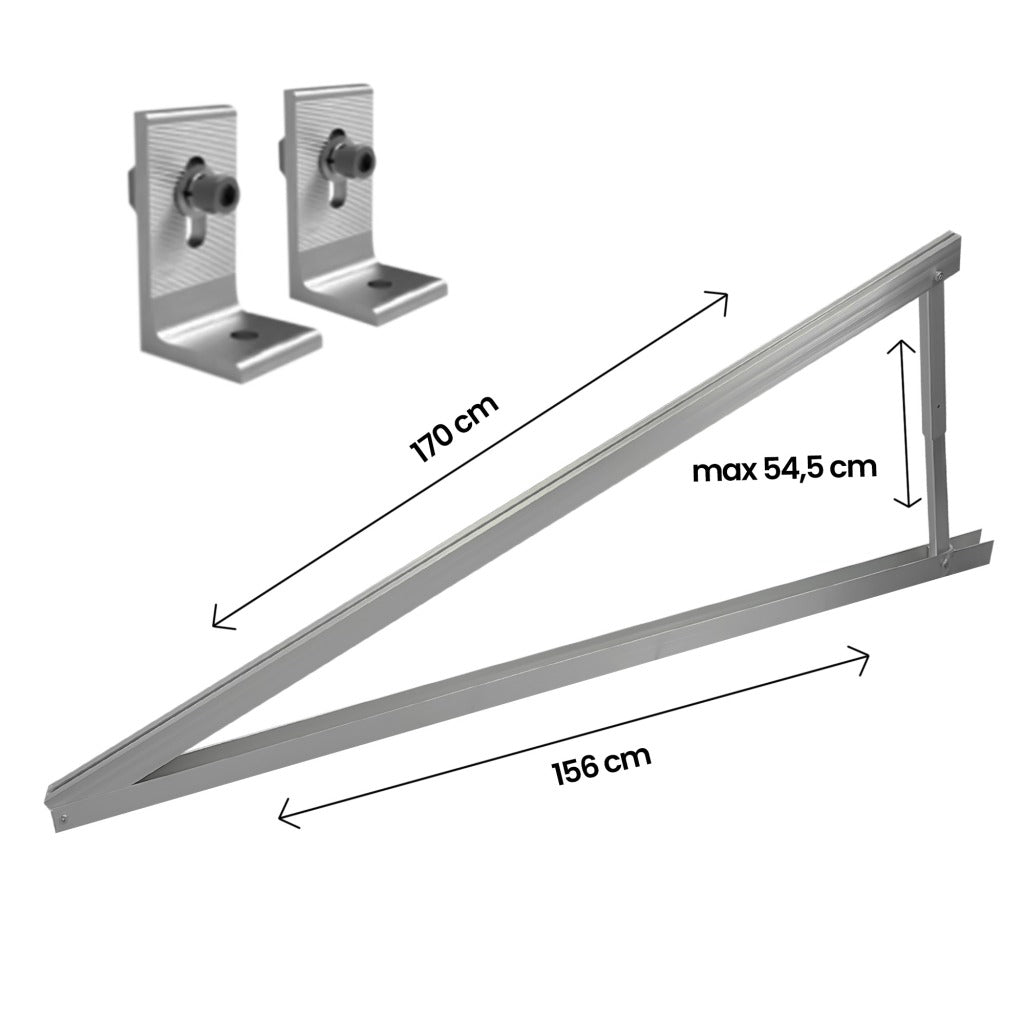 Solar panel support - 10 to 15 degrees - 156cm - Tiltable - Per piece