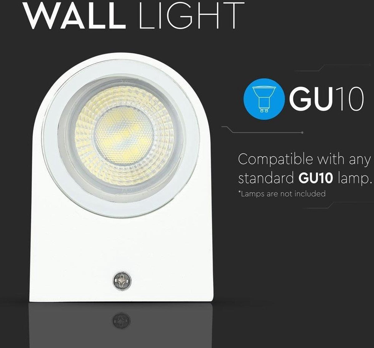 White wall lamp fixture - Round - GU10 fitting - 35W - IP44
