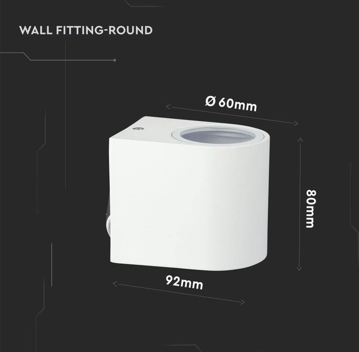 White wall lamp fixture - Round - GU10 fitting - 35W - IP44