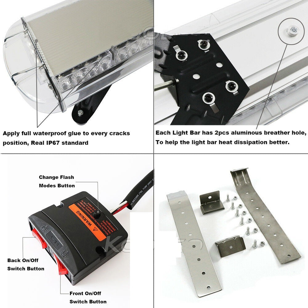 Balise lumineuse rotative à LED de 140 cm - Barre lumineuse orange - Contrôleur de base