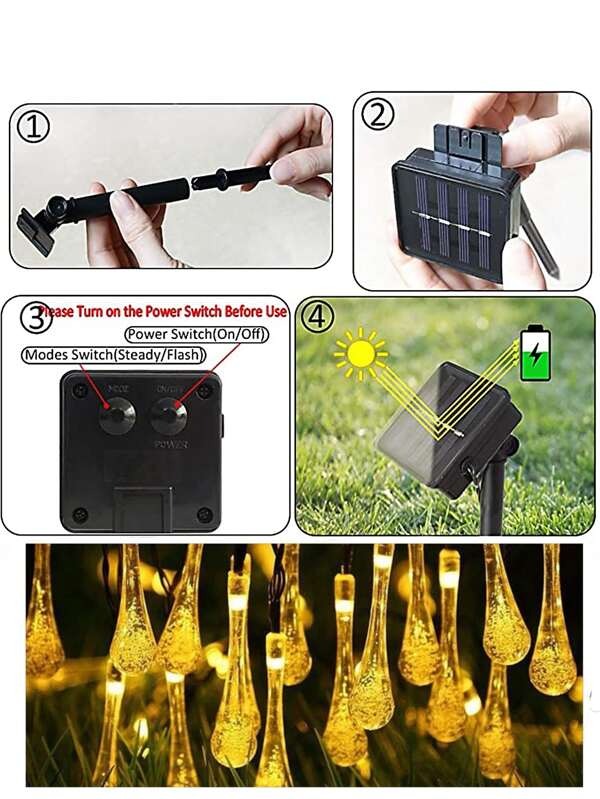 Christmas drop chain - 20 LEDs - Solar - 485cm