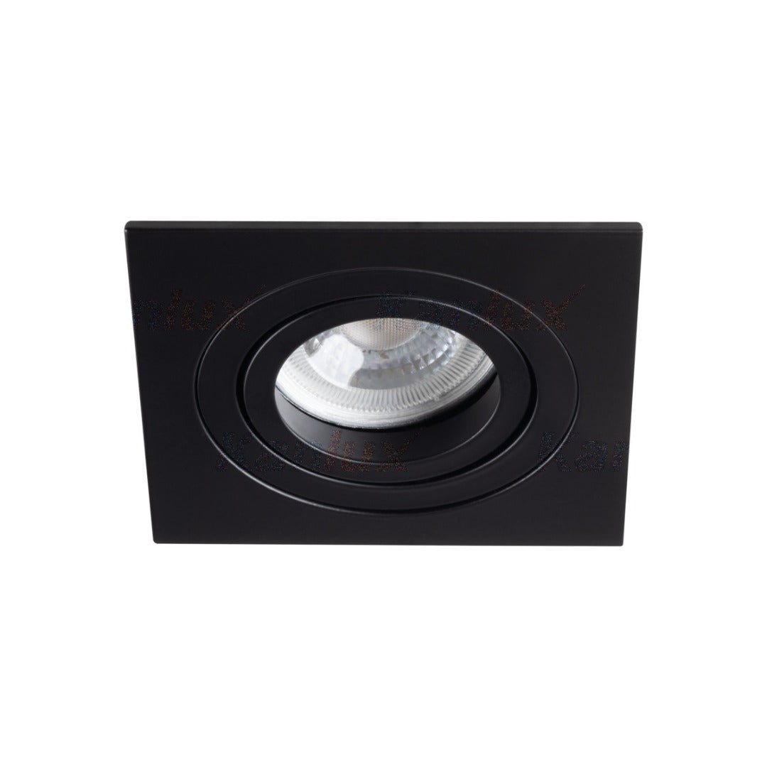 Inbouw spot GU10 + MR16 - Aluminium - 91mm - Vierkant armatuur - Verstelbaar - ZwartÂ 