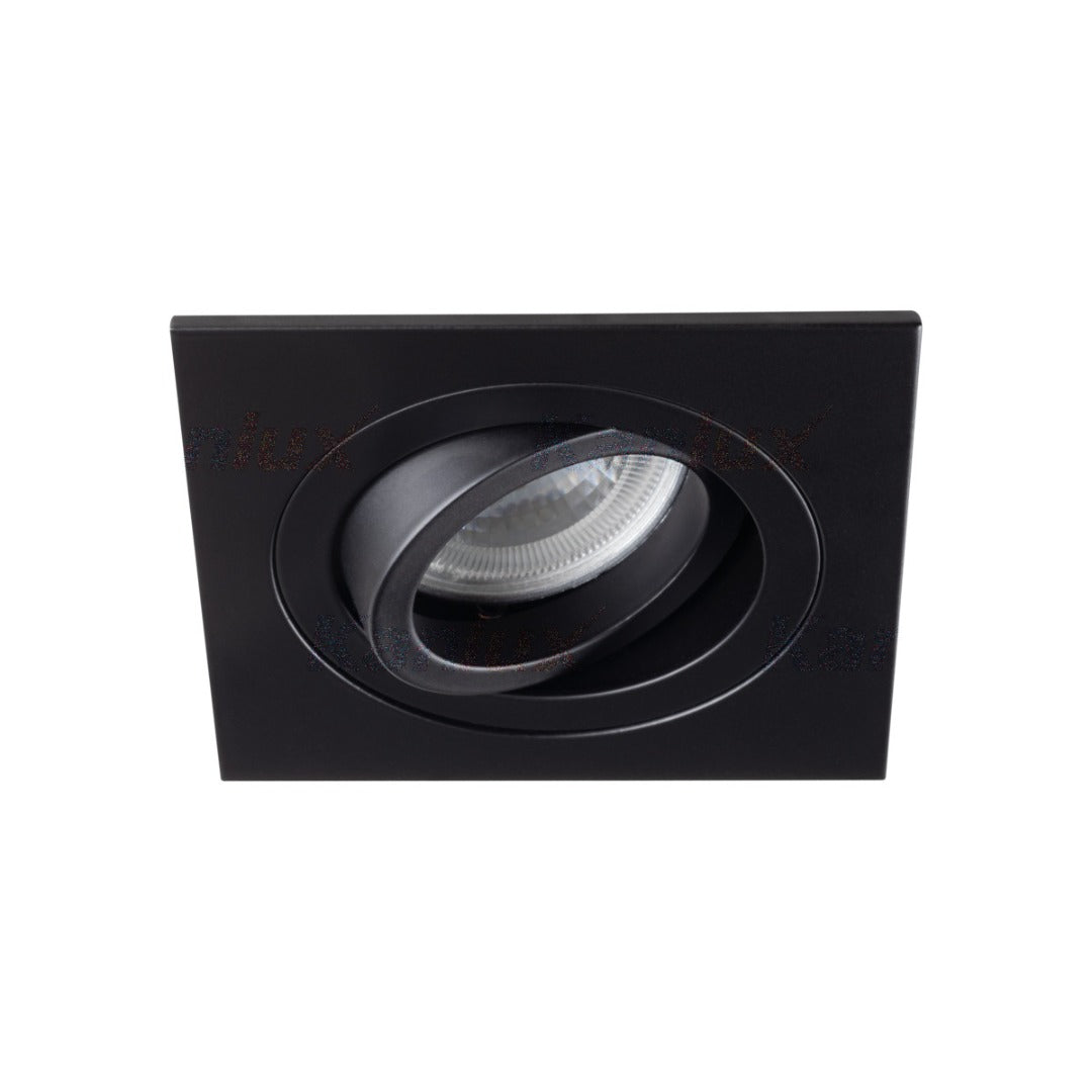 Inbouw spot GU10 + MR16 - Aluminium - 91mm - Vierkant armatuur - Verstelbaar - ZwartÂ 
