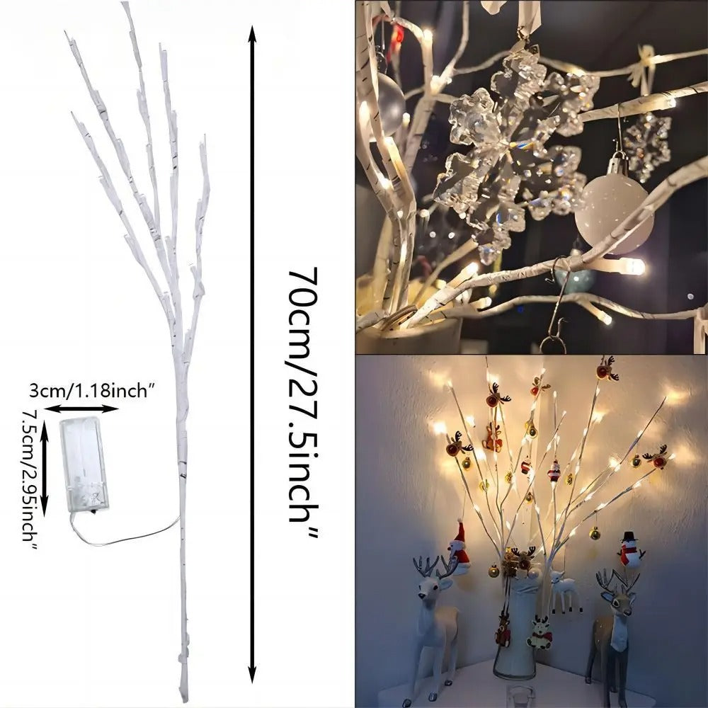 Christmas willow branch set - 20 LEDs - Warm white - White