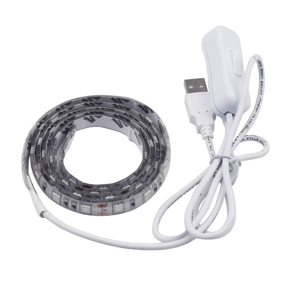 Bande LED USB - Blanc chaud - 1 mètre - 60 lumens/m - IP65 - 5050 + interrupteur