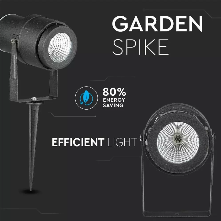 220 volts - Lampe de jardin - Blanc chaud - 12 watts - Boîtier noir - Spot au sol