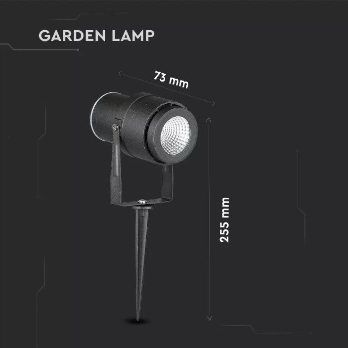 220 volts - Lampe de jardin - Blanc chaud - 12 watts - Boîtier noir - Spot au sol