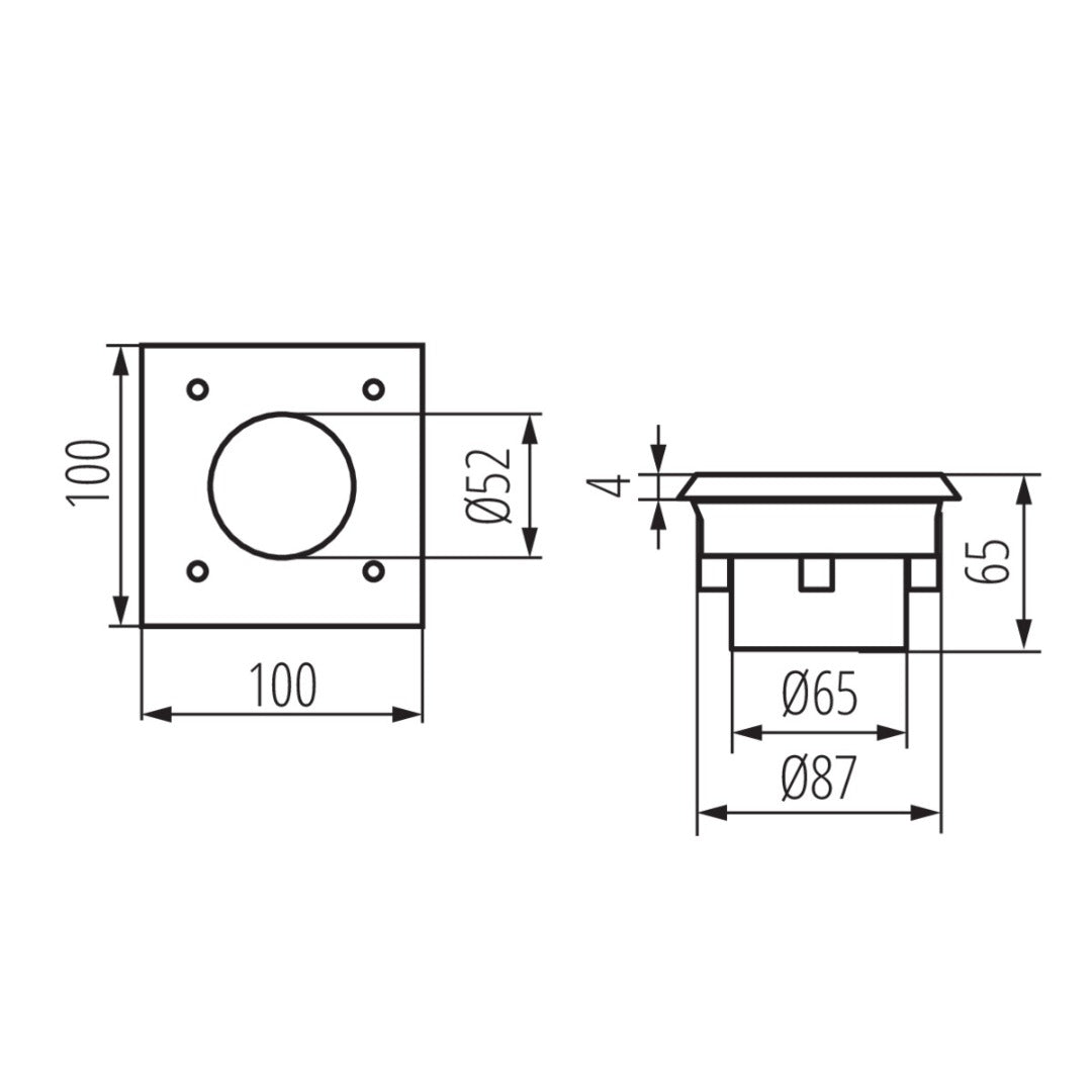 LED ground spot - 0.7W - 65mm - Cold white - Recessed - Square