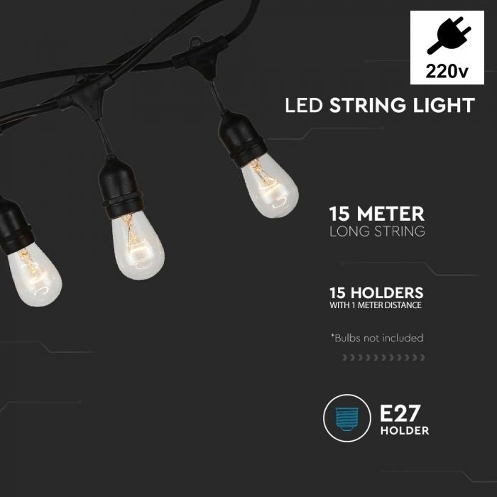 LED string lights - 5 lights - 5 meters - Connectable - Waterproof - 220 Volt - Hanging lamps