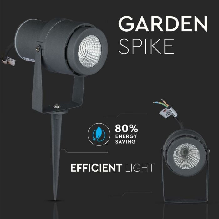 220 volts - Lampe de jardin - Blanc chaud - 12 watts - Boîtier gris - Spot au sol