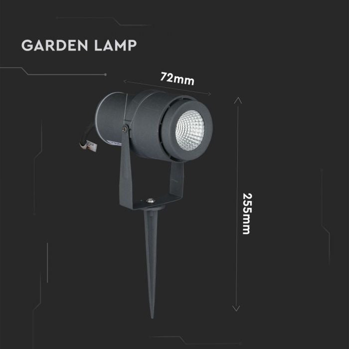 220 volts - Lampe de jardin - Blanc chaud - 12 watts - Boîtier gris - Spot au sol