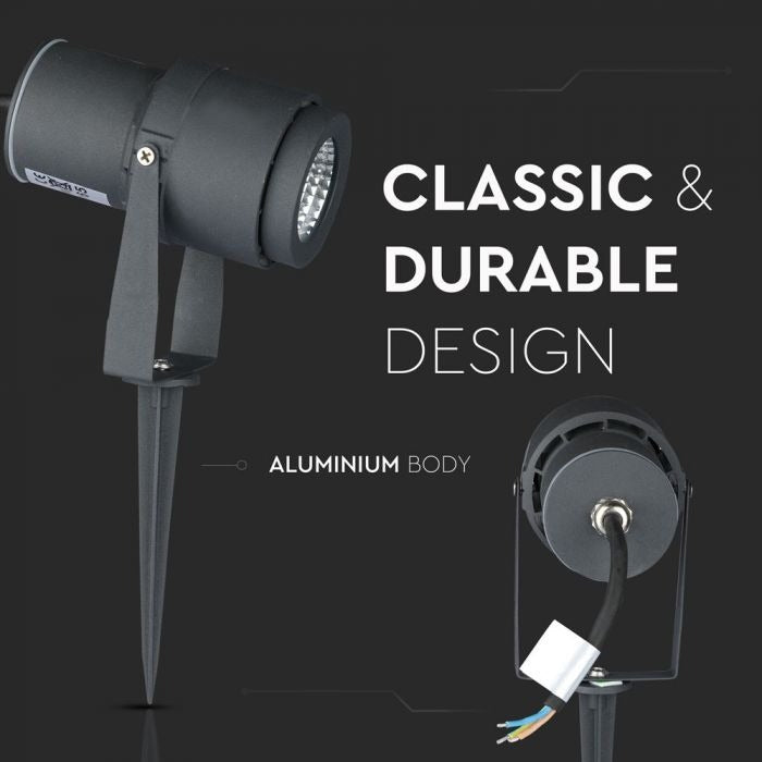 220 volts - Lampe de jardin - Blanc chaud - 12 watts - Boîtier gris - Spot au sol