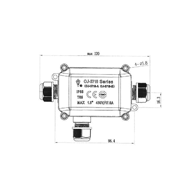 Boîtier de connexion - en T - 3 voies - IP68
