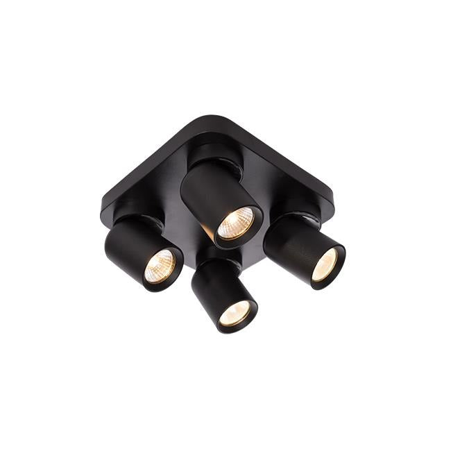 LED plafondlamp - 4x GU10 spot - Draaibaar - Zwart
