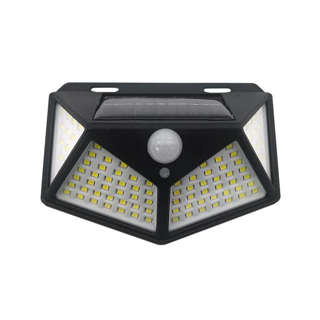 Lampe solaire LED extérieure - 5 W - 100 LED - Détecteur de mouvement et de luminosité - Blanc froid