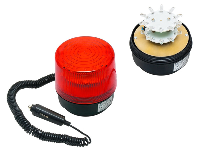 RED magnetic flashing light - 12V - IP65