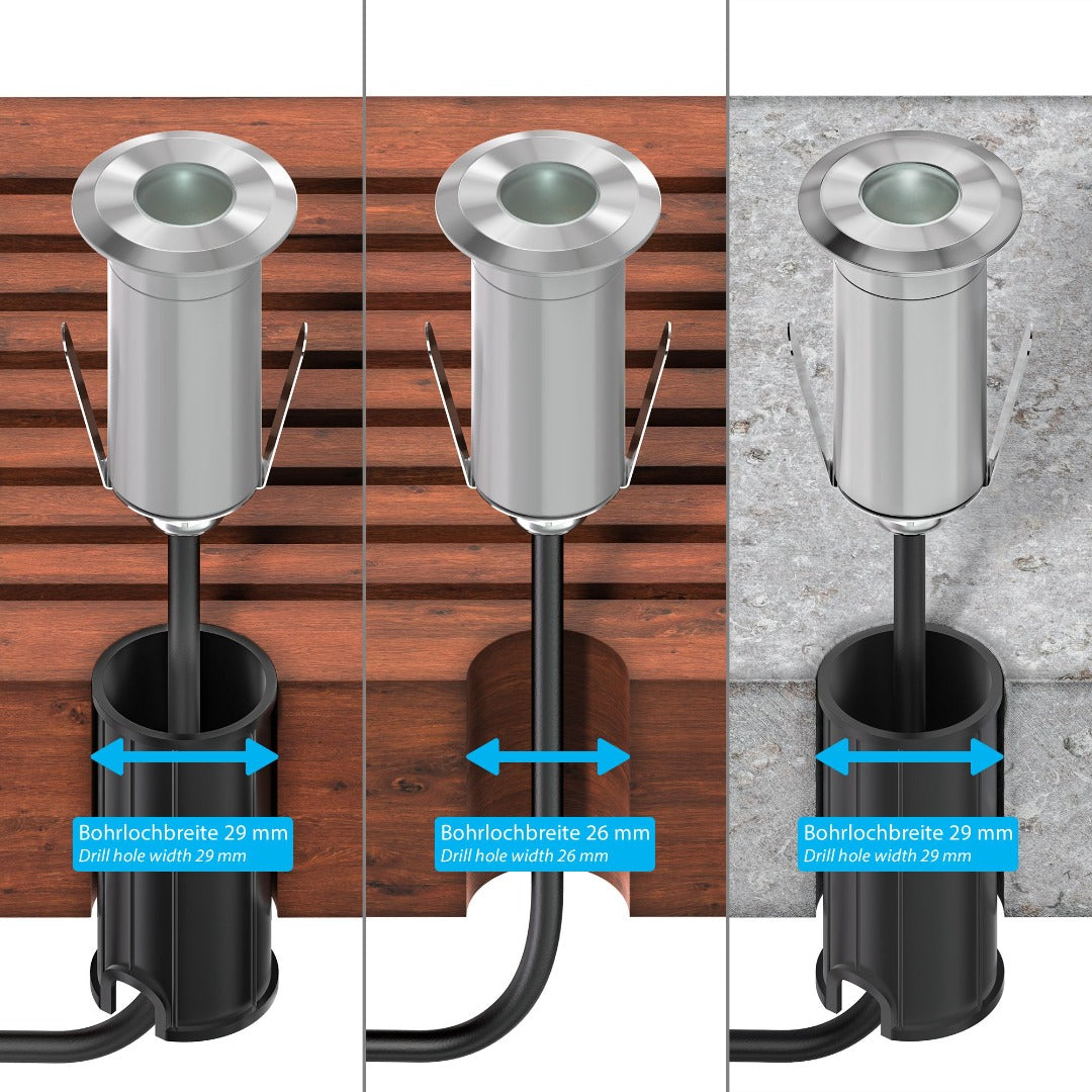 LED recessed patio lighting - 35mm - 0.6 Watt - 2800K - Stainless steel