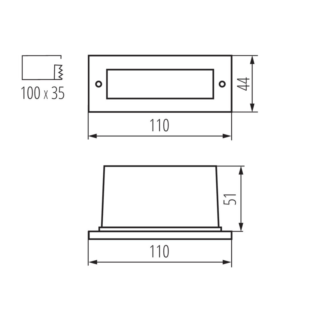 LED stair tread lighting - Warm white - Rectangular - 110 x 44mm