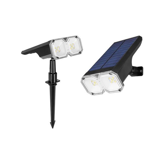 Projecteur solaire duo pour jardin - blanc chaud et blanc froid