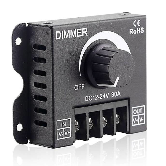 LED dimmer - With rotary knob - 12 to 24 Volt - 30A