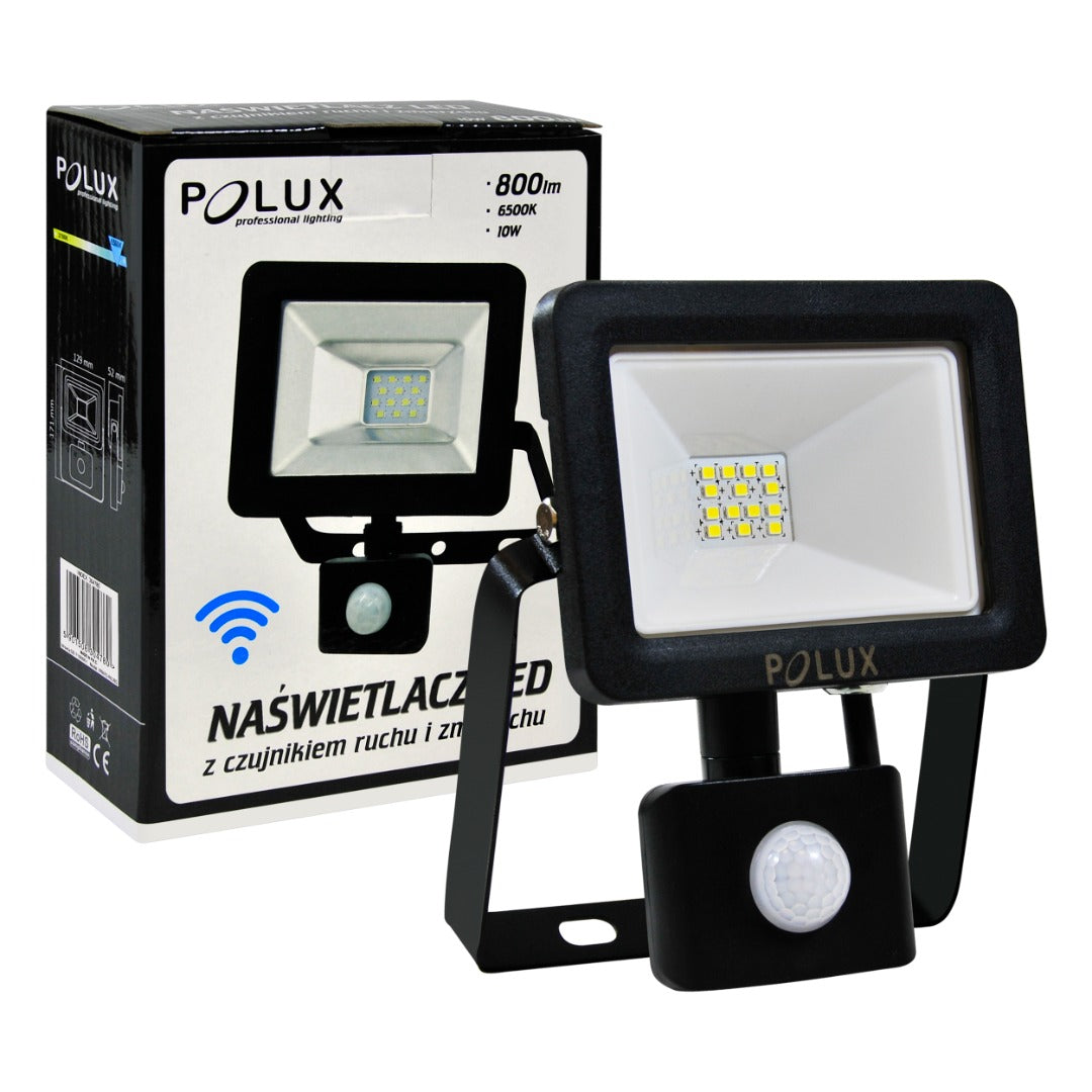 10W LED spotlight - 800 lumens - IP65 - Cold white - With PIR sensor