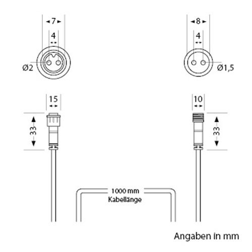 Verlengkabel DOP aansluiting – 1 meter – IP44 – Zwart