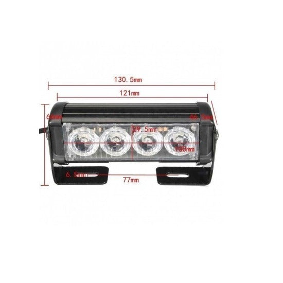 Rechargeable bumper flasher - 4 LED - Blue - 12V - With cigarette lighter plug
