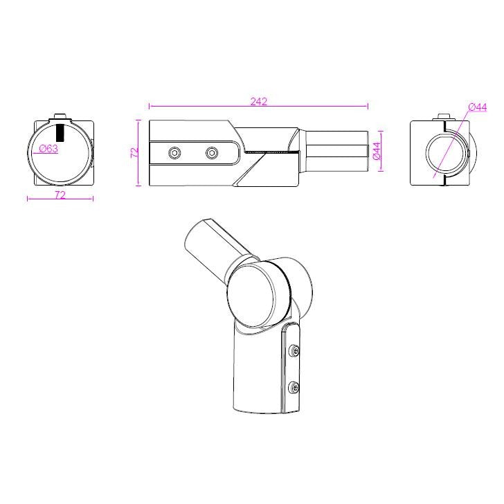 Lantern bracket for pole mounting - Tiltable - Aluminum - Max diameter 43mm