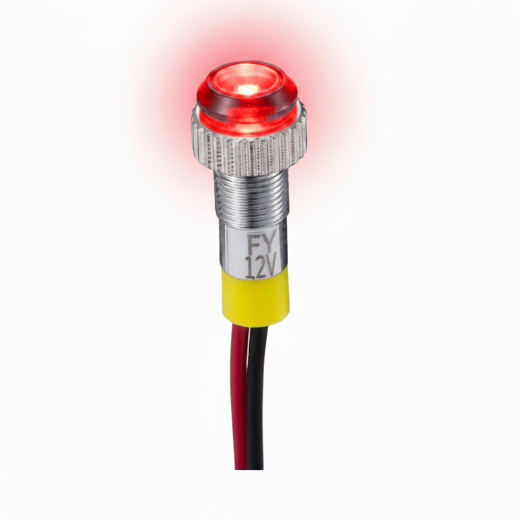 Mini LED indicatielampje - KNIPPEREND - 6mm - 12V - Rood - Metalen behuizing