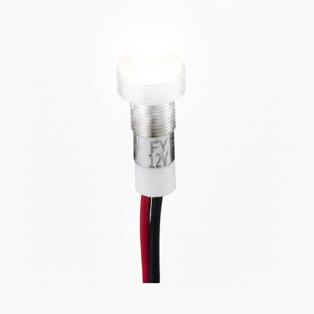 Mini LED indicatielampje - KNIPPEREND - 6mm - 12V - wit - Metalen behuizing