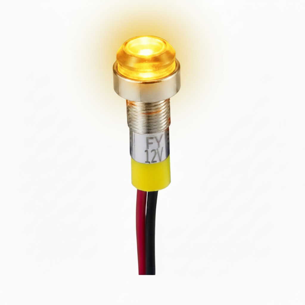 Mini LED indicatielampje - KNIPPEREND - 6mm - 24V - oranje - Metalen behuizing