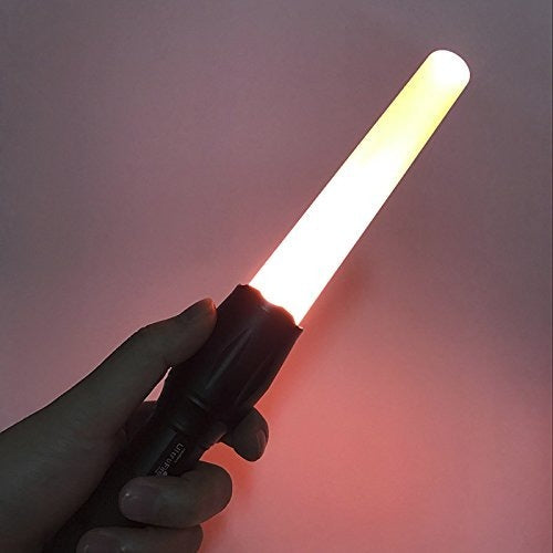 LED flashlight with zoom function - With traffic cone