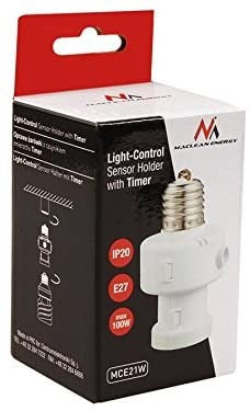 Twilight switch + timer - E27 fitting - White