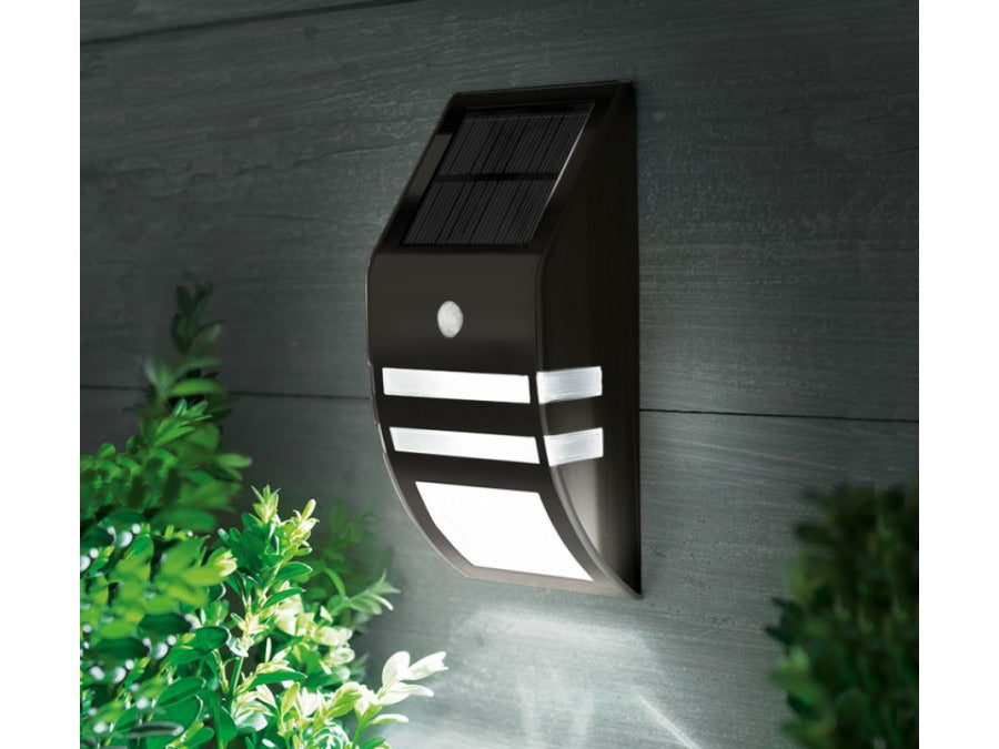 Solar LED Outdoor Lamp - Cold White - 50 Lumen - Twilight + Motion Sensor - Black