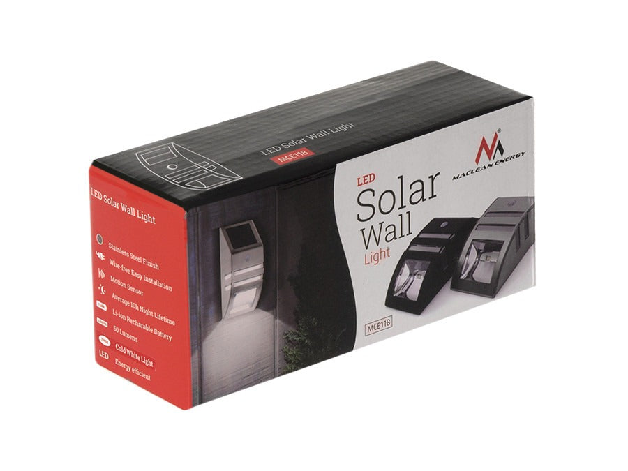Solar LED Outdoor Lamp - Cold White - 50 Lumen - Twilight + Motion Sensor - Black