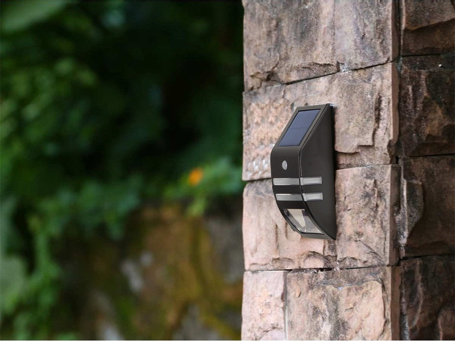 Solar LED Outdoor Lamp - Cold White - 50 Lumen - Twilight + Motion Sensor - Black