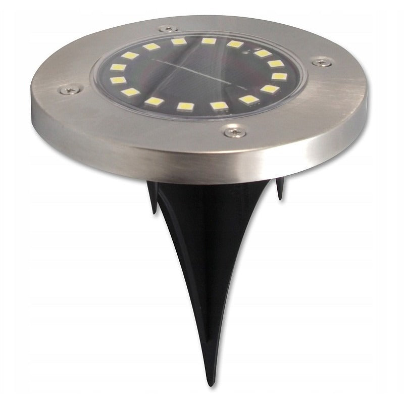 Spot solaire de sol à 16 LED - 1,2 W - blanc froid - détecteur crépusculaire - lot de 4