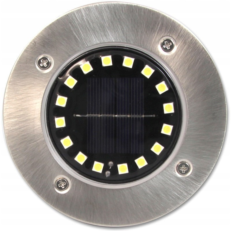 Spot solaire de sol à 16 LED - 1,2 W - blanc froid - détecteur crépusculaire - lot de 4