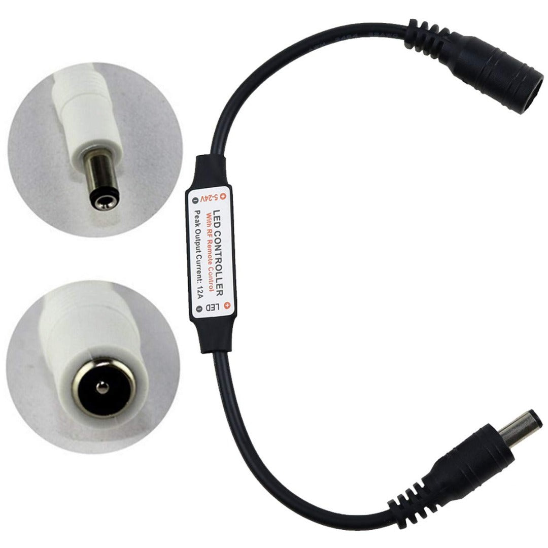 LED RF dimmer - 5 tot 24V - 2.1 x 5.5mm plug - Met afstandsbediening