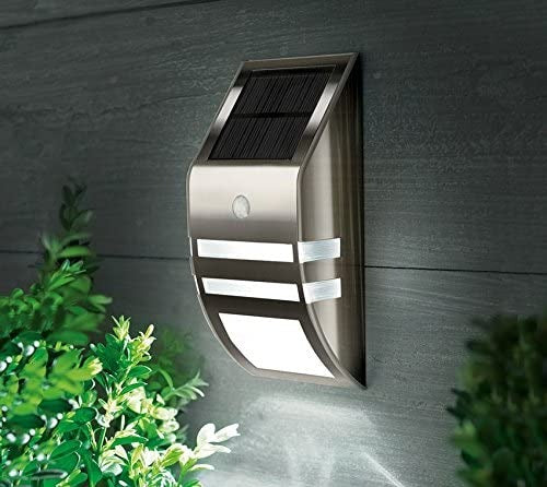 Solar LED Outdoor Lamp - Warm White - 50 Lumen - Twilight + Motion Sensor - Silver