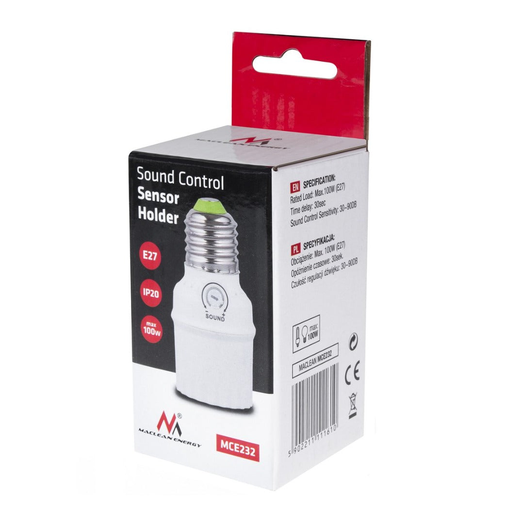 Lamp holder - With sound sensor - E27 fitting - 100W