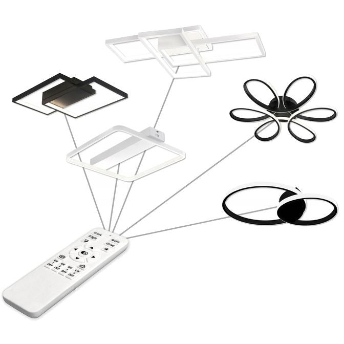 LED design ceiling lamp - 72W - CCT - With remote control - Black